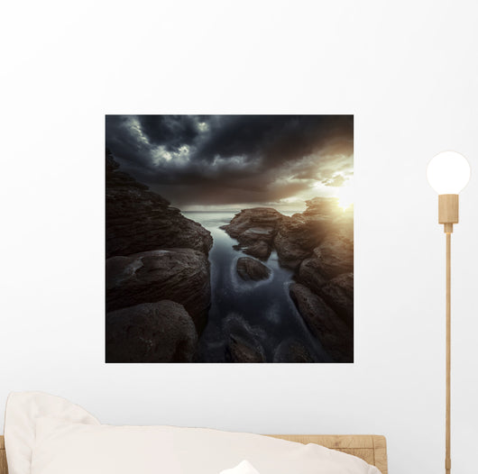 Huge Rocks Shore Sea Wall Decal Design 5