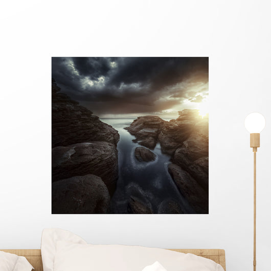 Huge Rocks Shore Sea Wall Decal Design 5