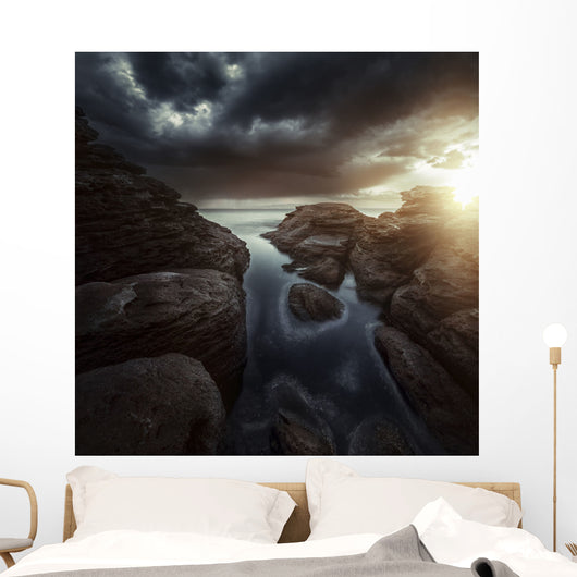 Huge Rocks Shore Sea Wall Decal Design 5
