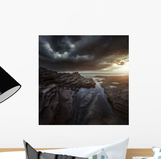 Huge Rocks Shore Sea Wall Decal Design 2