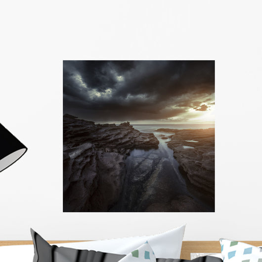 Huge Rocks Shore Sea Wall Decal Design 2