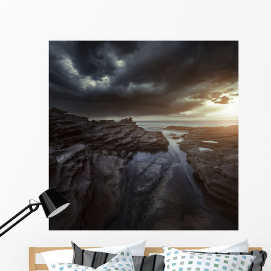 Huge Rocks Shore Sea Wall Decal Design 2