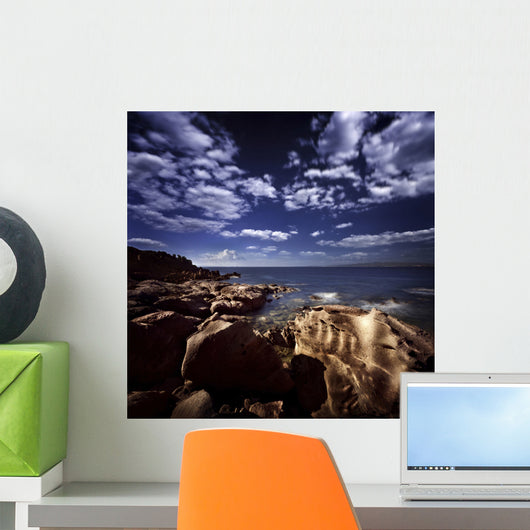 Huge Rocks Shore Sea Wall Decal Design 1