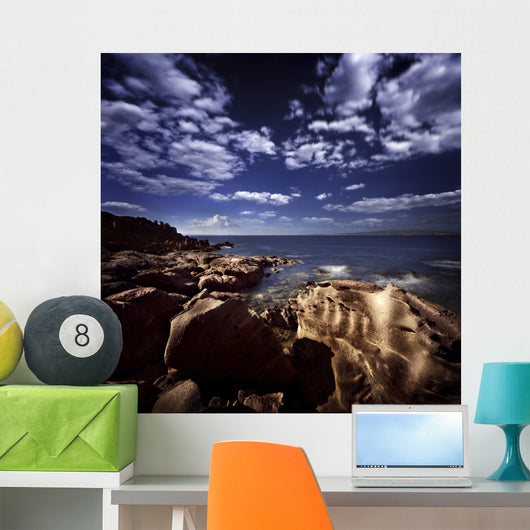Huge Rocks Shore Sea Wall Decal Design 1