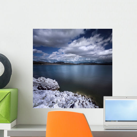 Tranquil Lake and Rocky Wall Decal Design 1