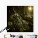 Small Stream Forest Sunset Wall Decal Design 1