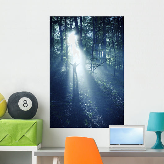 Silhouette Man Standing Misty Wall Decal