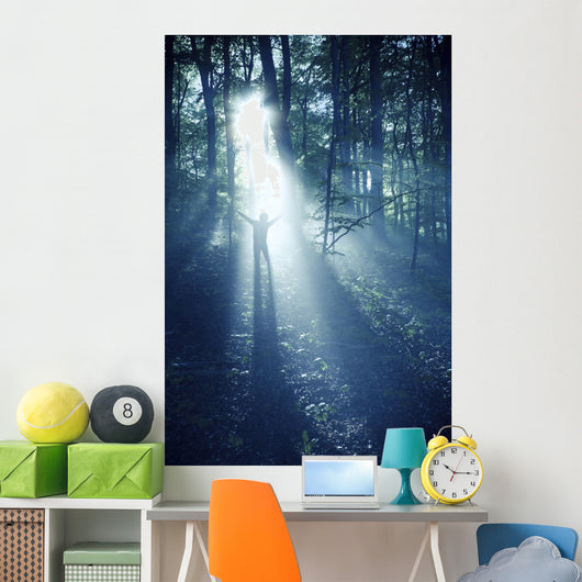 Silhouette Man Standing Misty Wall Decal