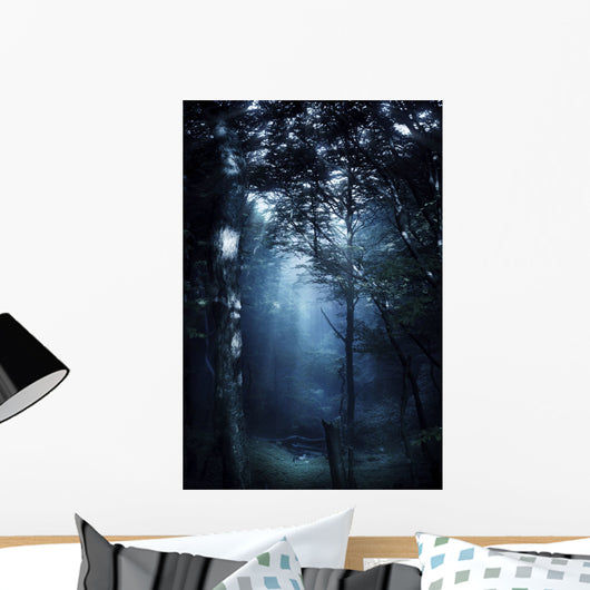 Misty Rays Dark Forest Wall Decal Design 2