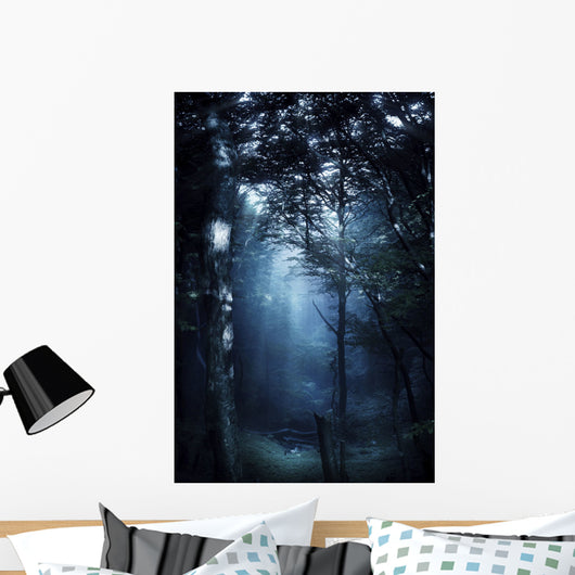 Misty Rays Dark Forest Wall Decal Design 2