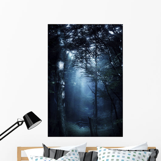 Misty Rays Dark Forest Wall Decal Design 2
