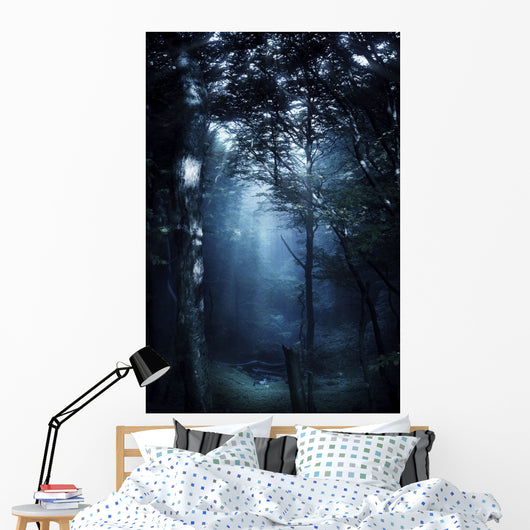 Misty Rays Dark Forest Wall Decal Design 2