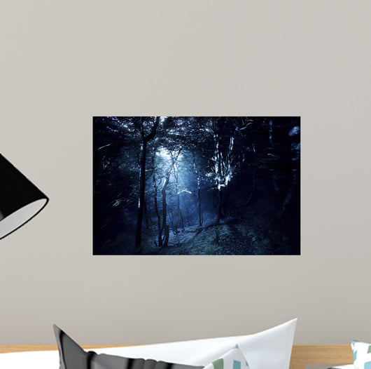 Misty Rays Dark Forest Wall Decal Design 1