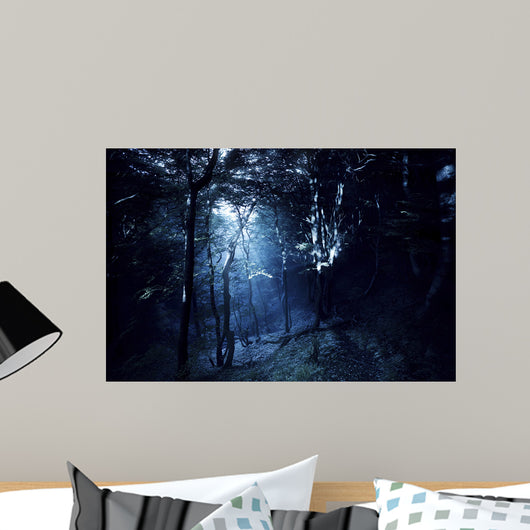 Misty Rays Dark Forest Wall Decal Design 1