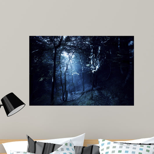 Misty Rays Dark Forest Wall Decal Design 1