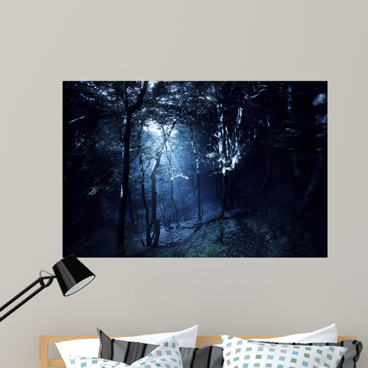 Misty Rays Dark Forest Wall Decal Design 1
