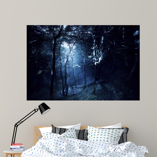 Misty Rays Dark Forest Wall Decal Design 1