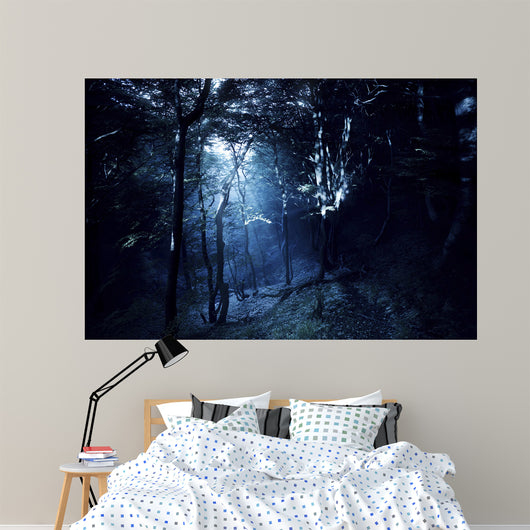 Misty Rays Dark Forest Wall Decal Design 1
