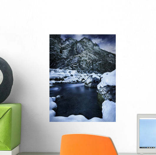 River Flowing through Snowy Wall Decal Design 3