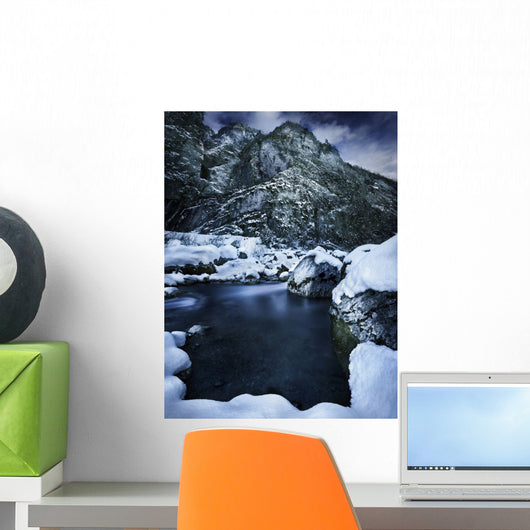 River Flowing through Snowy Wall Decal Design 3