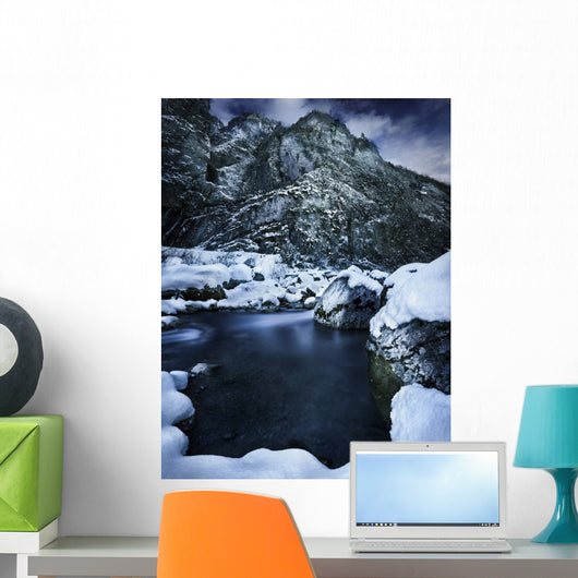 River Flowing through Snowy Wall Decal Design 3