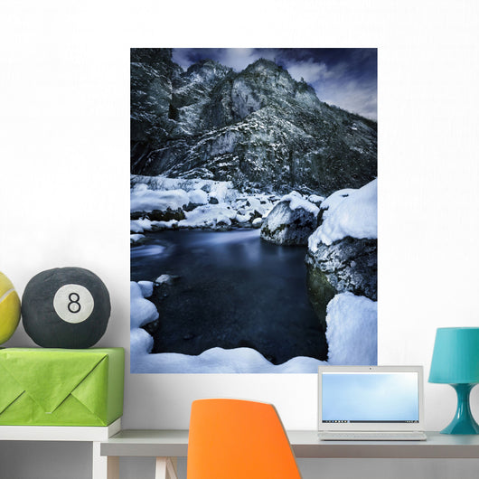 River Flowing through Snowy Wall Decal Design 3