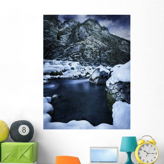 River Flowing through Snowy Wall Decal Design 3