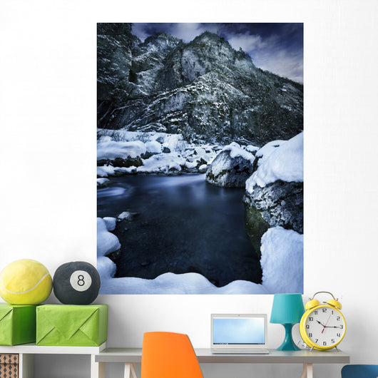 River Flowing through Snowy Wall Decal Design 3