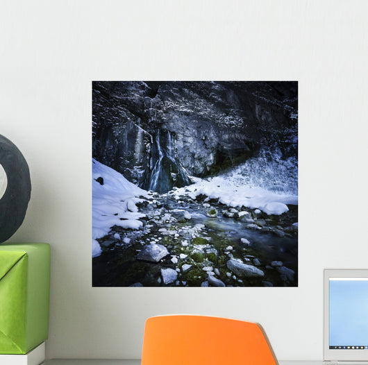 Gegskiy Waterfall Snowy Mountains Wall Decal