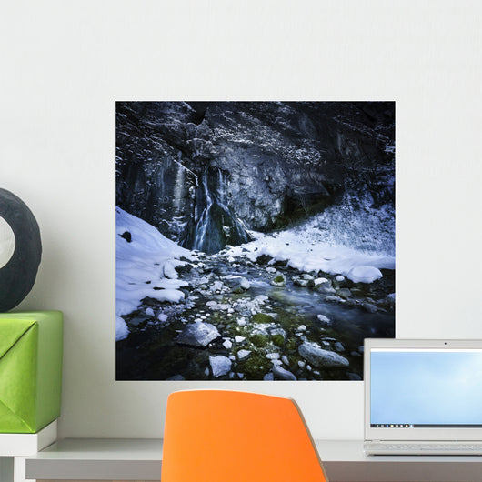 Gegskiy Waterfall Snowy Mountains Wall Decal