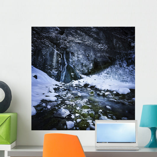 Gegskiy Waterfall Snowy Mountains Wall Decal