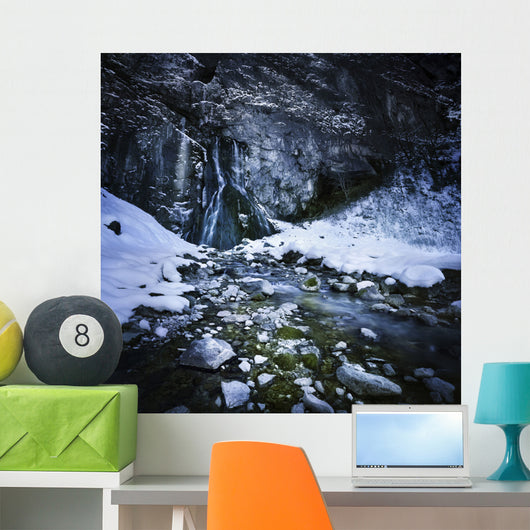 Gegskiy Waterfall Snowy Mountains Wall Decal