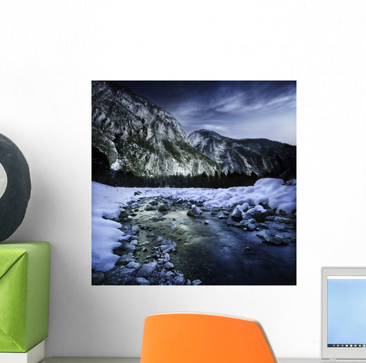 River Flowing through Snowy Wall Decal Design 1
