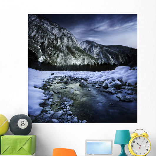 River Flowing through Snowy Wall Decal Design 1