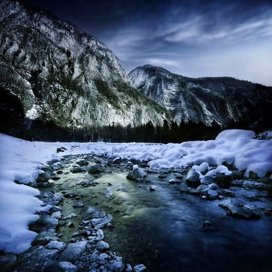 River Flowing through Snowy Wall Decal Design 1