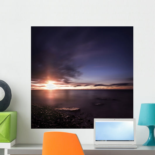 Tranquil Sea against Moody Wall Decal Design 1