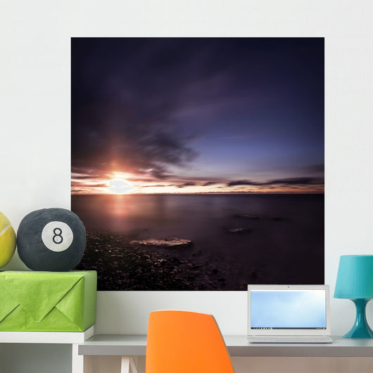 Tranquil Sea against Moody Wall Decal Design 1