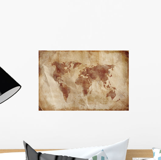 Aged World Map Dirty Wall Decal Design 2