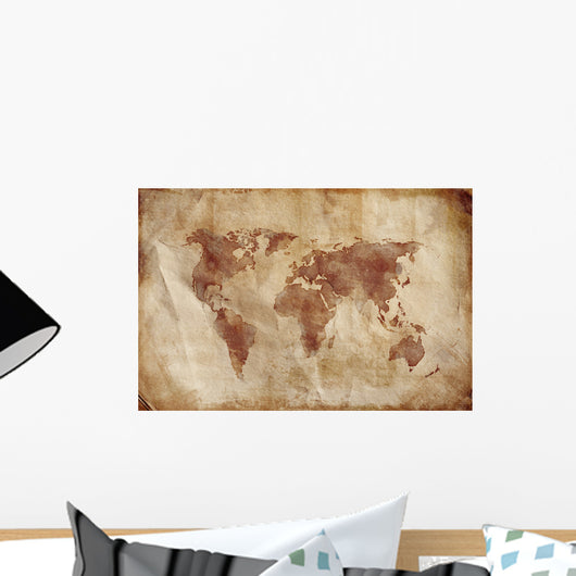 Aged World Map Dirty Wall Decal Design 2