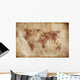 Aged World Map Dirty Wall Decal Design 2
