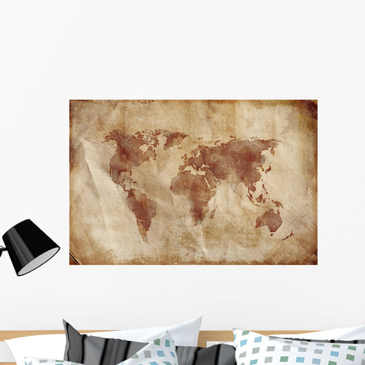 Aged World Map Dirty Wall Decal Design 2