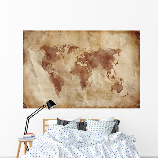 Aged World Map Dirty Wall Decal Design 2