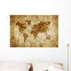 Aged World Map Dirty Wall Decal Design 1