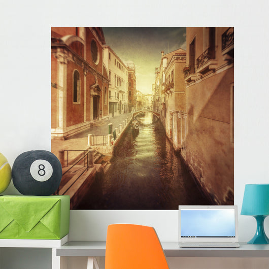 Vintage Shot Venetian Canal Wall Decal Design 2