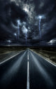 Asphalt Road with Stormy Wall Decal Design 1
