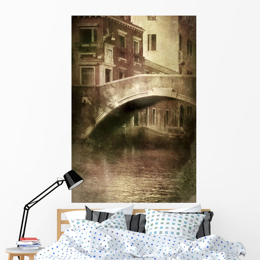 Vintage Shot Venetian Canal Wall Decal Design 1