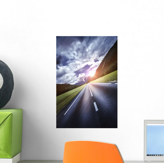 Asphalt Road Leading to Wall Decal