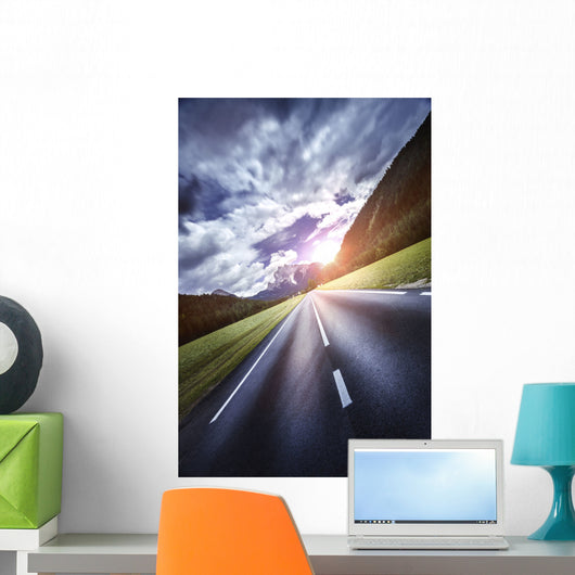 Asphalt Road Leading to Wall Decal