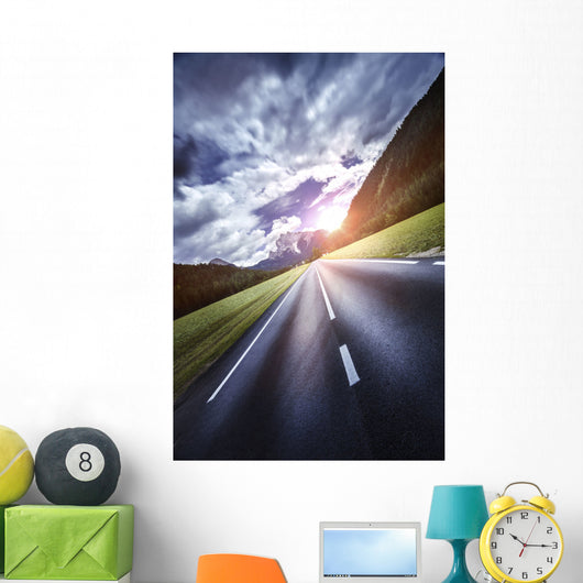Asphalt Road Leading to Wall Decal