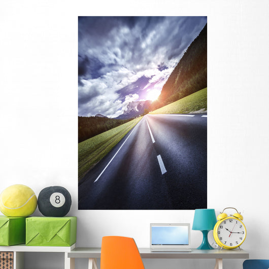 Asphalt Road Leading to Wall Decal